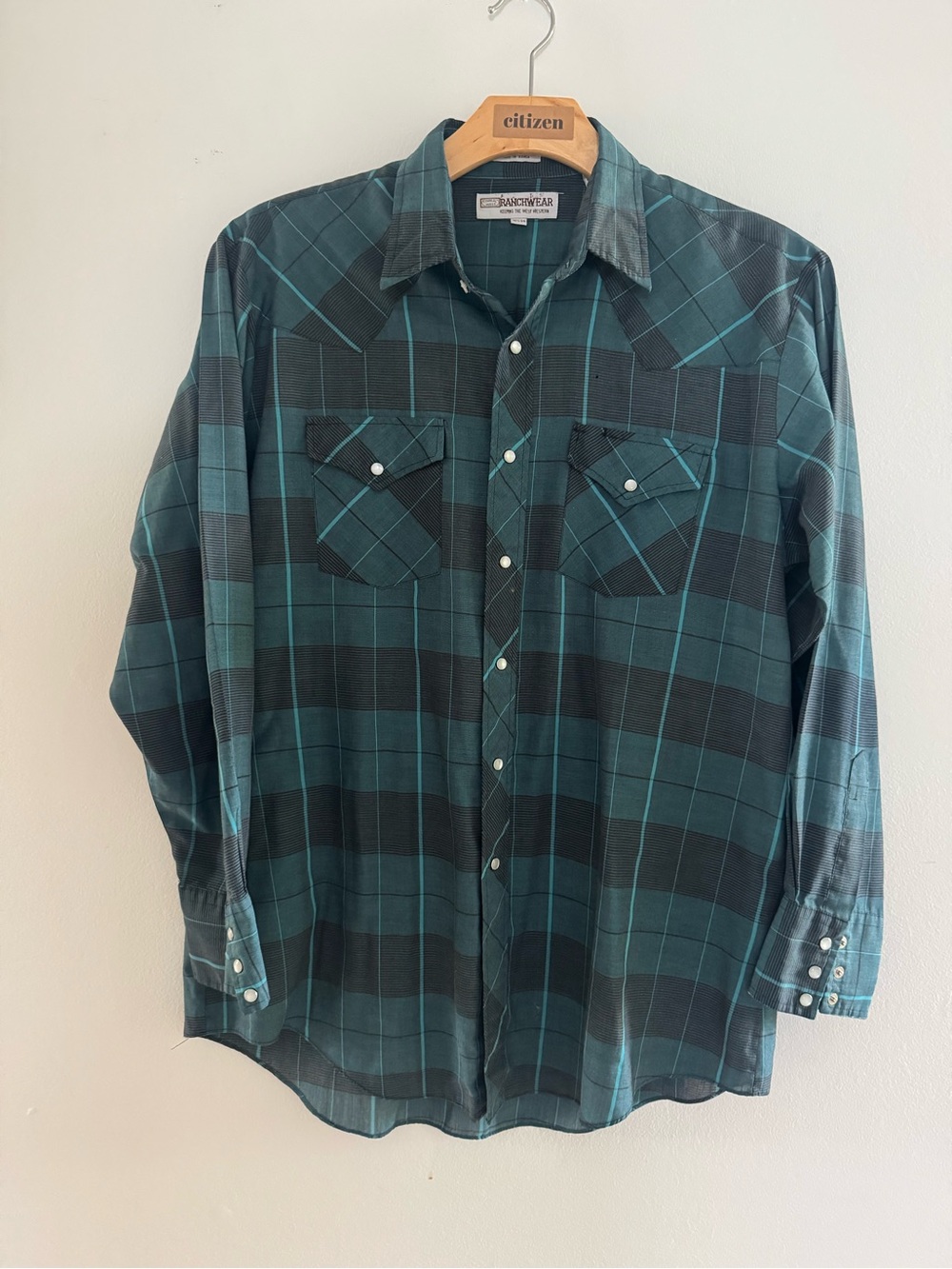 Vintage Corral West  Ranchwear Western Snap Front Plaid Shirt- 16 1/2 - 34